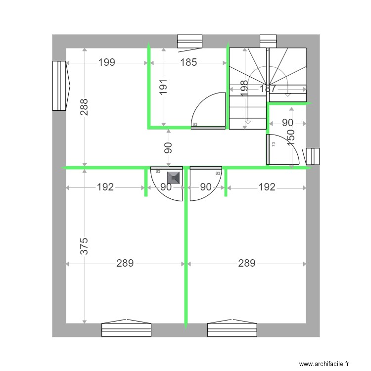 GIRAUD ETAGE CLOISONS. Plan de 5 pièces et 38 m2