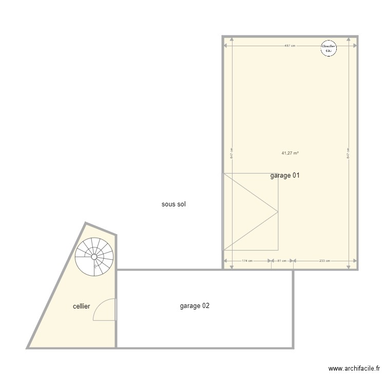 DELAFLOR 1411 am sous sol. Plan de 3 pièces et 69 m2