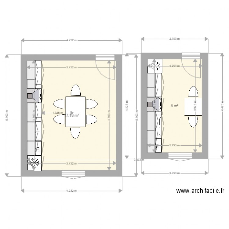 Cuisine lineaire. Plan de 0 pièce et 0 m2