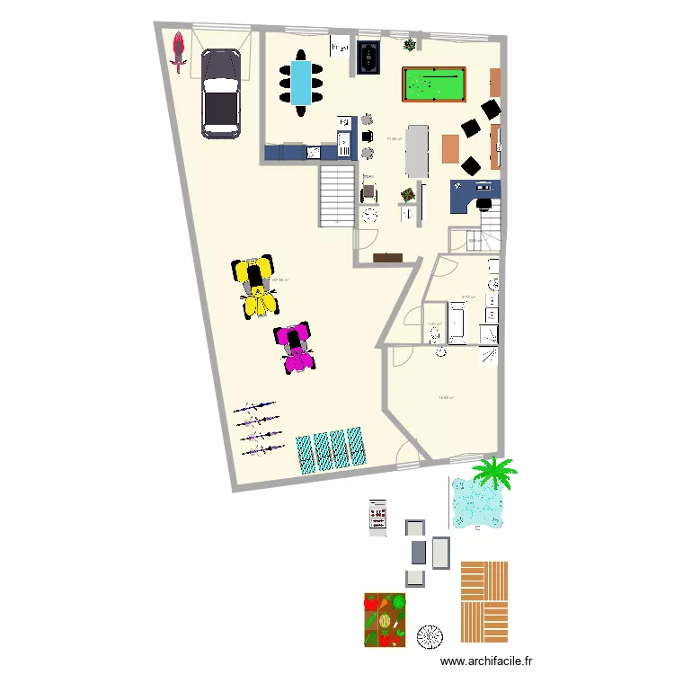 RDC maison1 meubl&eacute;e. Plan de 