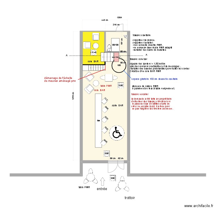 Les Koloc's escalier. Plan de 3 pièces et 56 m2