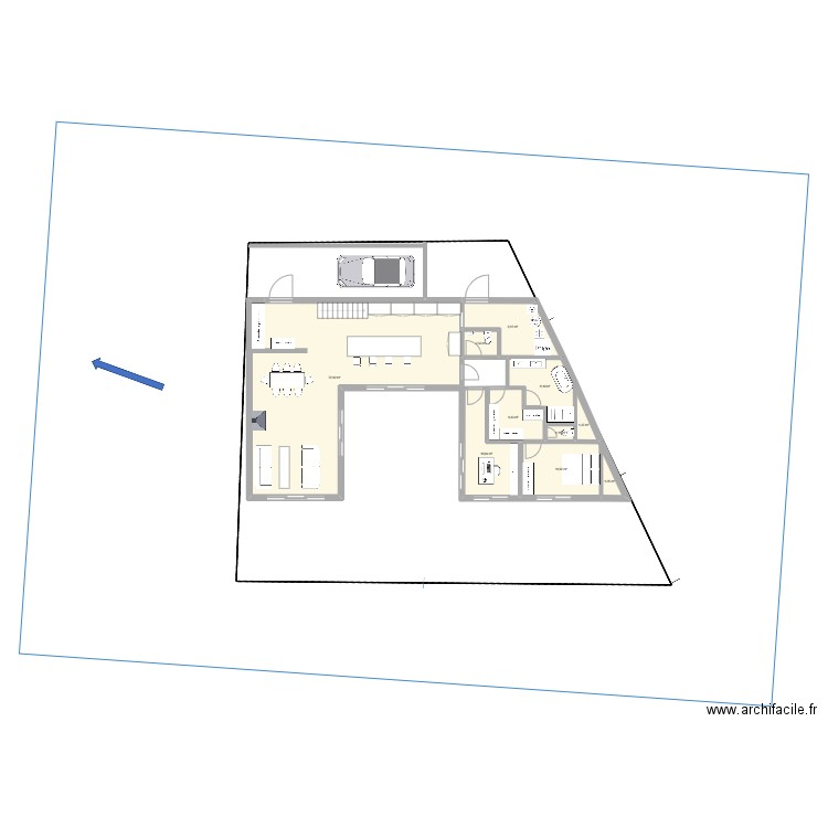 maison V1 rdc. Plan de 10 pièces et 124 m2