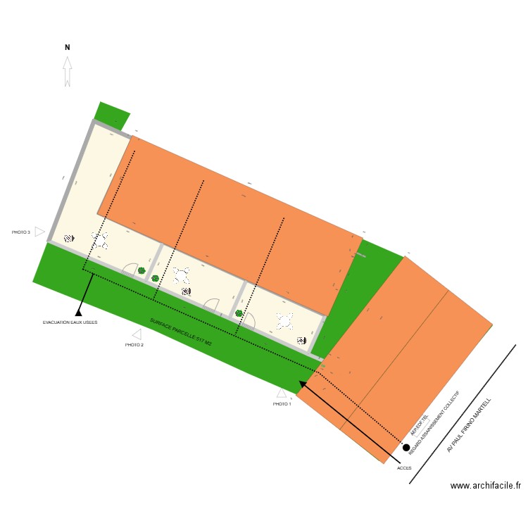 Plan de masse. Plan de 4 pièces et 234 m2