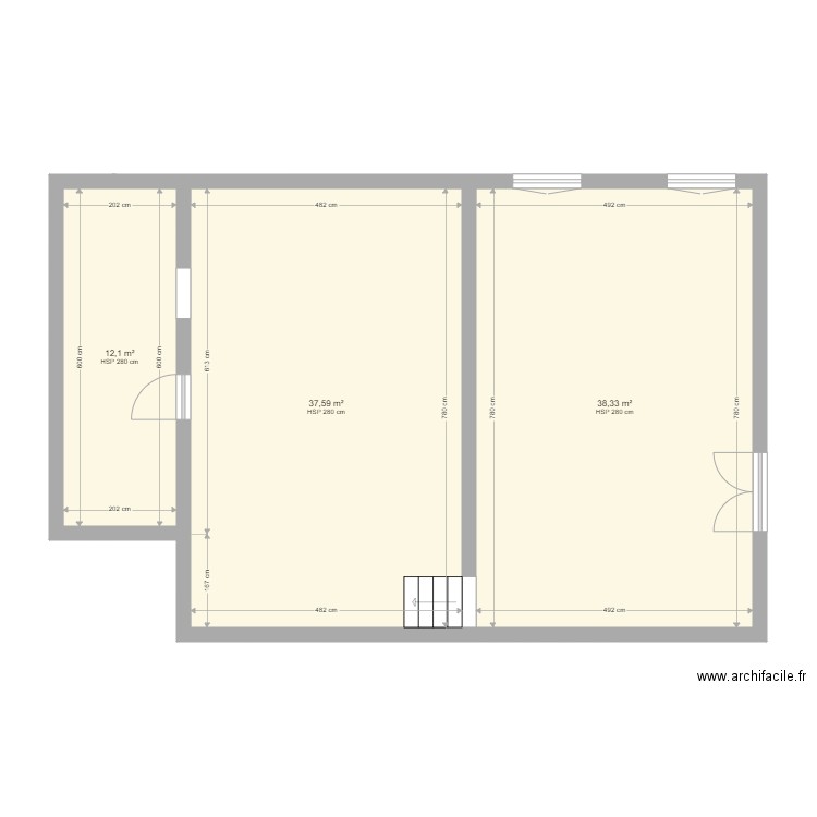 appart 1er etage . Plan de 3 pièces et 88 m2