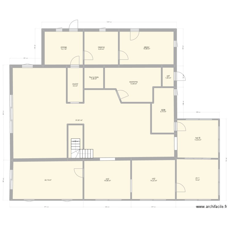 bbb. Plan de 15 pièces et 231 m2