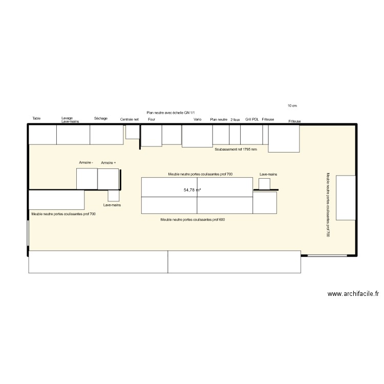 Construire. Plan de 1 pièce et 55 m2