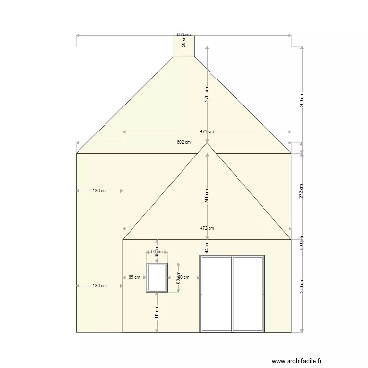 facade sud modifi&eacute;e. Plan de 