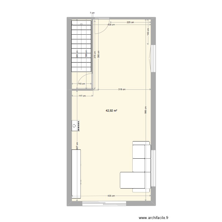 cuisine cambrils. Plan de 1 pièce et 43 m2