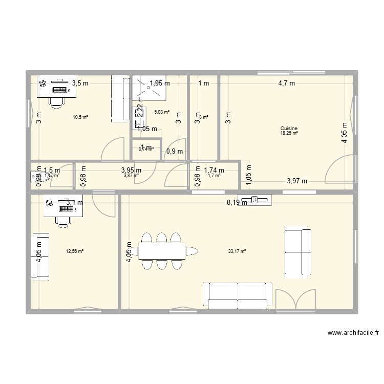 UR ONEA ETAGE. Plan de 10 pièces et 90 m2