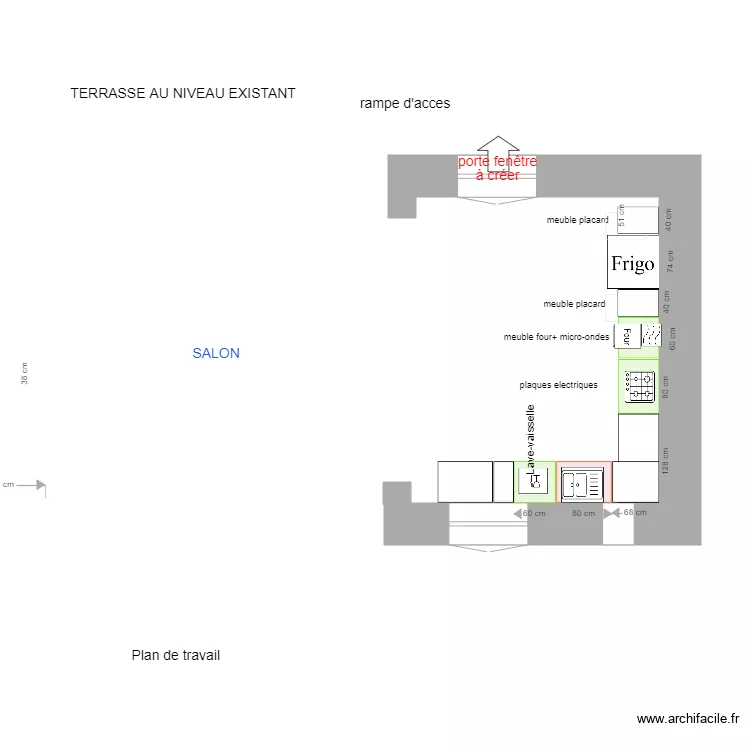 CUISINE Mamie2 dimensions. Plan de 