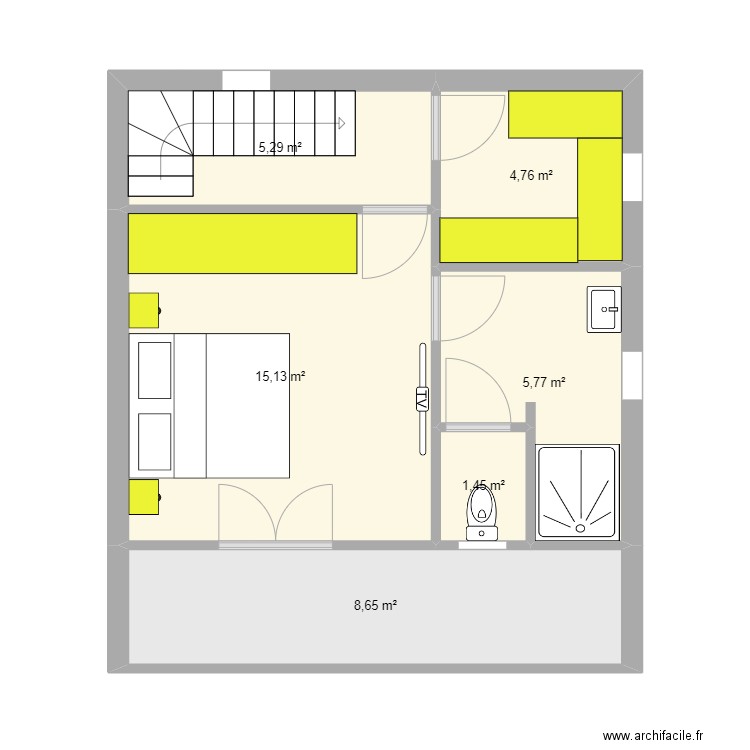 plan 9 etage. Plan de 6 pièces et 41 m2