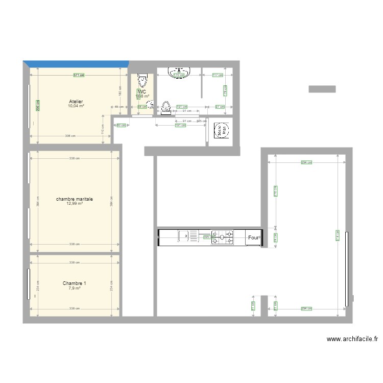 Appartement 101 Maryse. Plan de 4 pièces et 32 m2