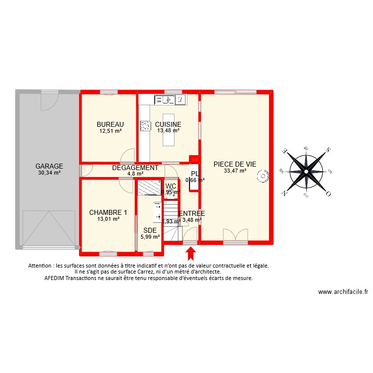 BI8540 rdc. Plan de 12 pièces et 121 m2