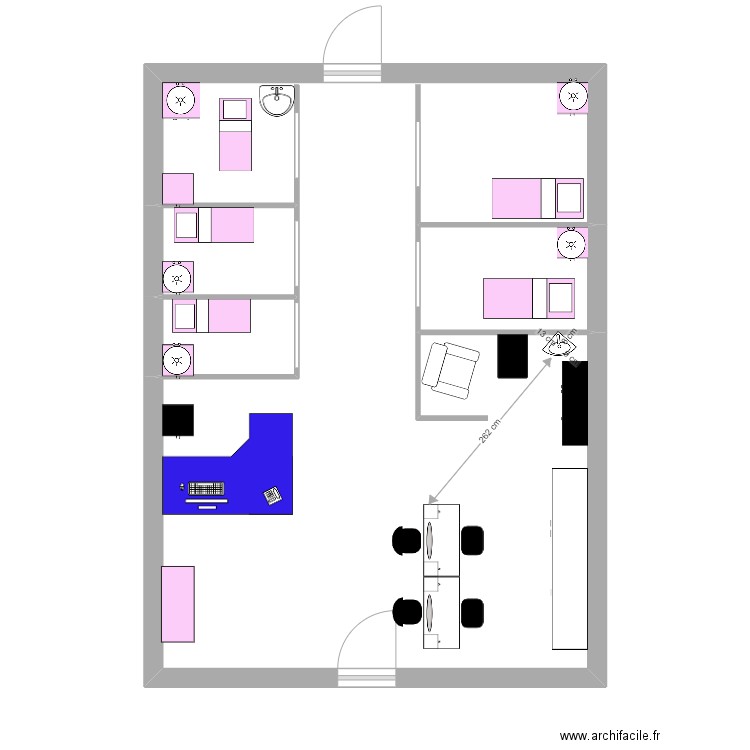 body minute Plan 4 pièces 46 m2 dessiné par adriannacustodio