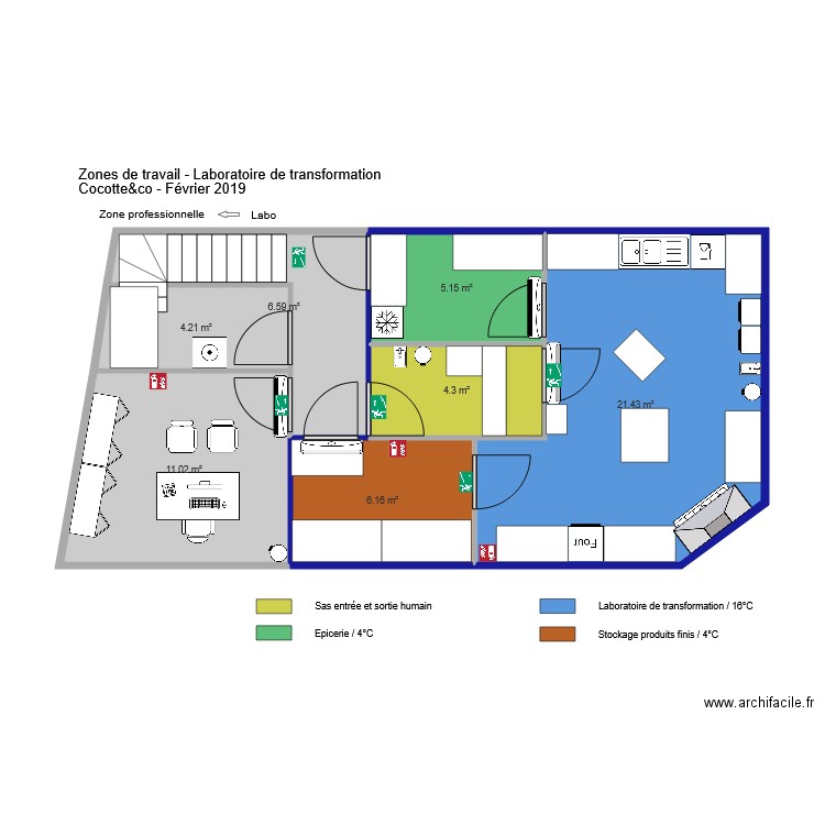 zones de travail labo sans abattage. Plan de 0 pièce et 0 m2