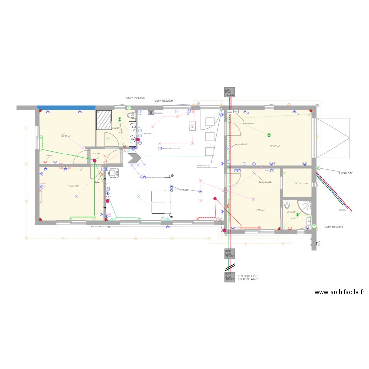 schéma architectural elec St Cezaire. Plan de 0 pièce et 0 m2