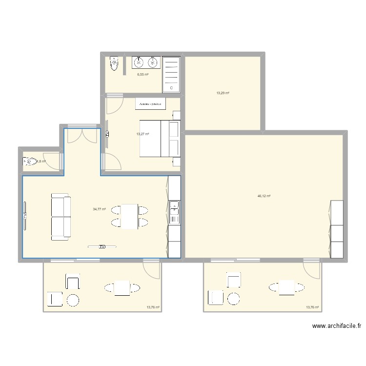 projet Nosy Be Appt. Plan de 8 pièces et 143 m2