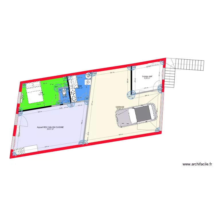 appart et garage RDC. Plan de 