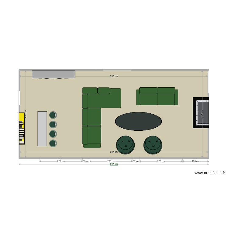 SALON PARIS4. Plan de 1 pièce et 45 m2