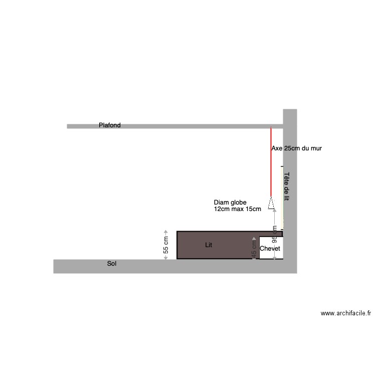 Côtes éclairage lits. Plan de 0 pièce et 0 m2