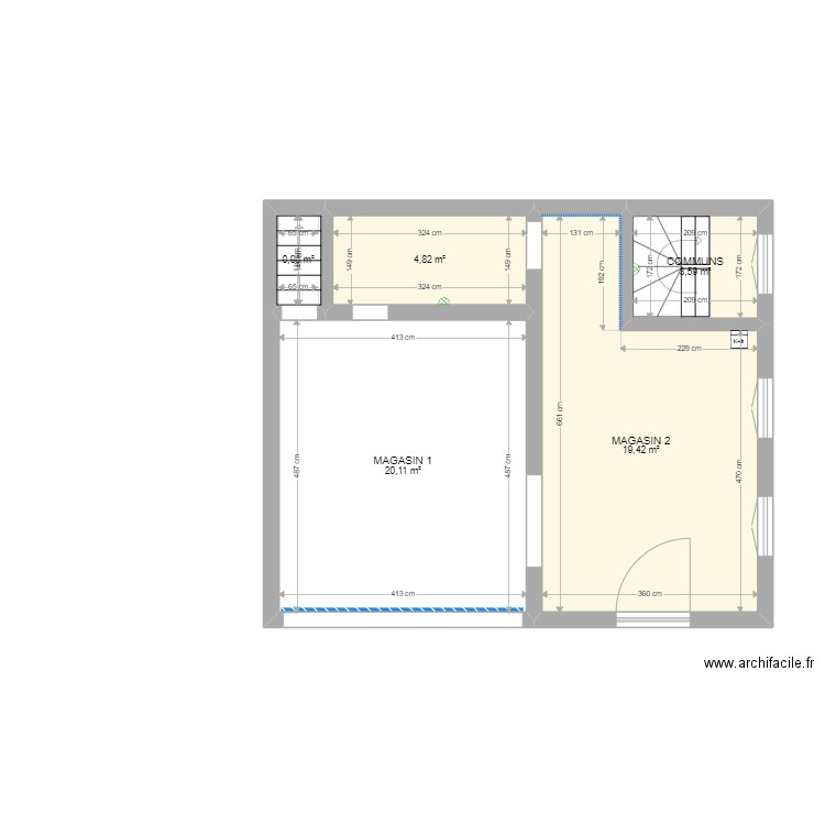 RDC IMMEUBLE. Plan de 5 pièces et 49 m2