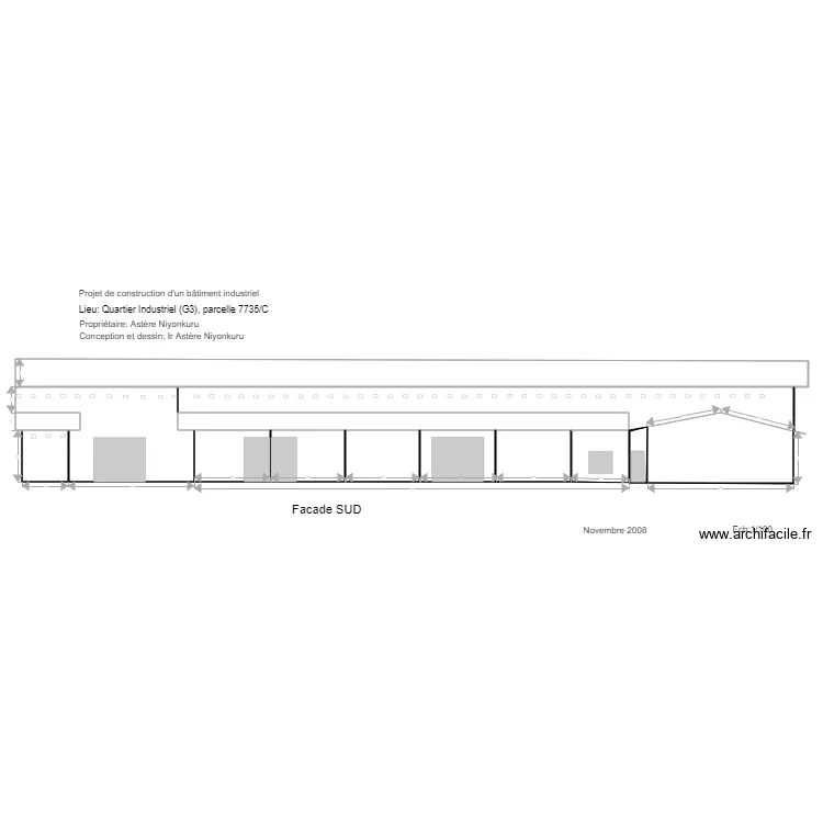 facade SUD norme A4. Plan de 