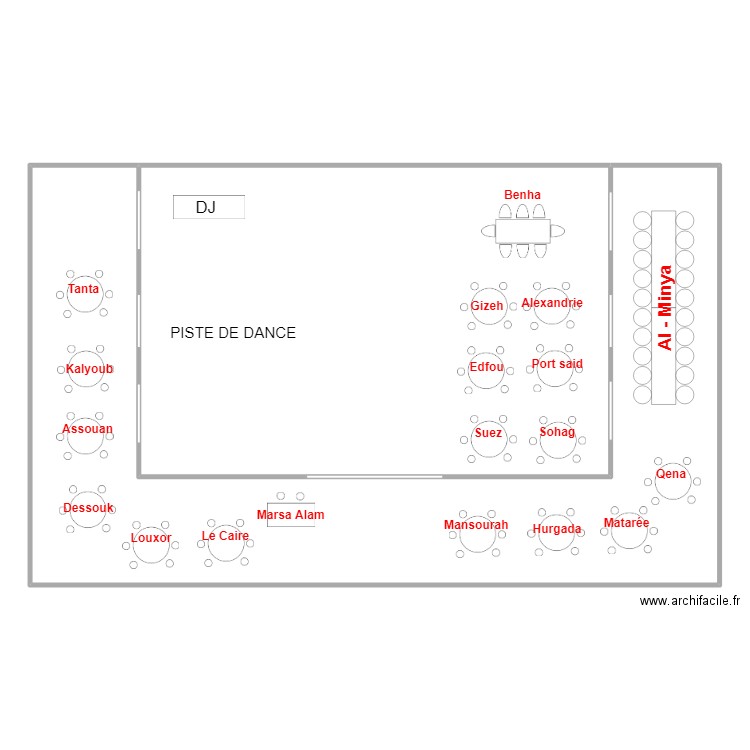 plan de table . Plan de 2 pièces et 309 m2