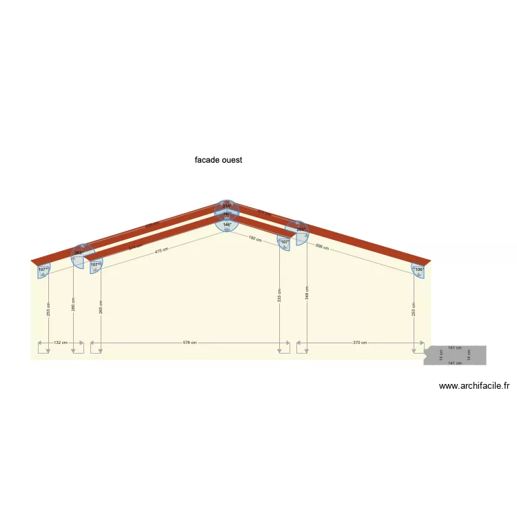 facade ouest. Plan de facade ouest. Plan de