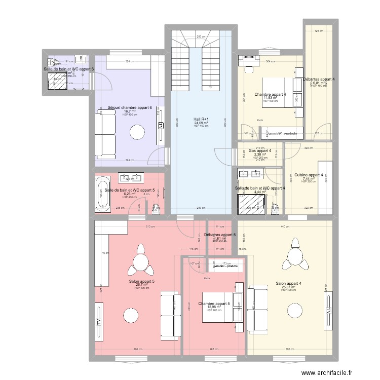 PLAN R+1 CHANTIER MONTARGIS. Plan de 13 pièces et 150 m2