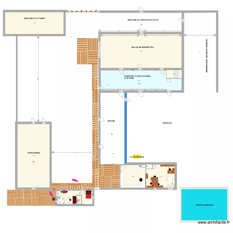 BUREAU et ATELIER. Plan de 