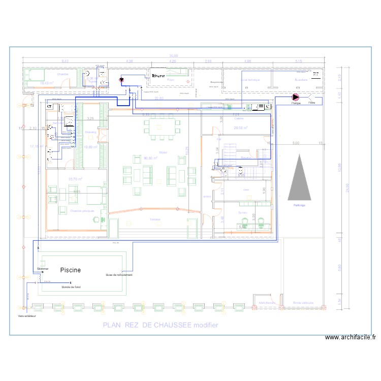 Plomberie RDC Maison DGA SCDP. Plan de 0 pièce et 0 m2