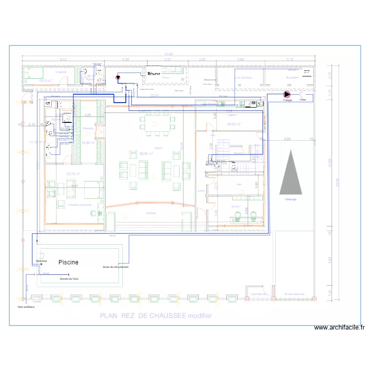 Plomberie RDC Maison DGA SCDP. Plan de 0 pièce et 0 m2