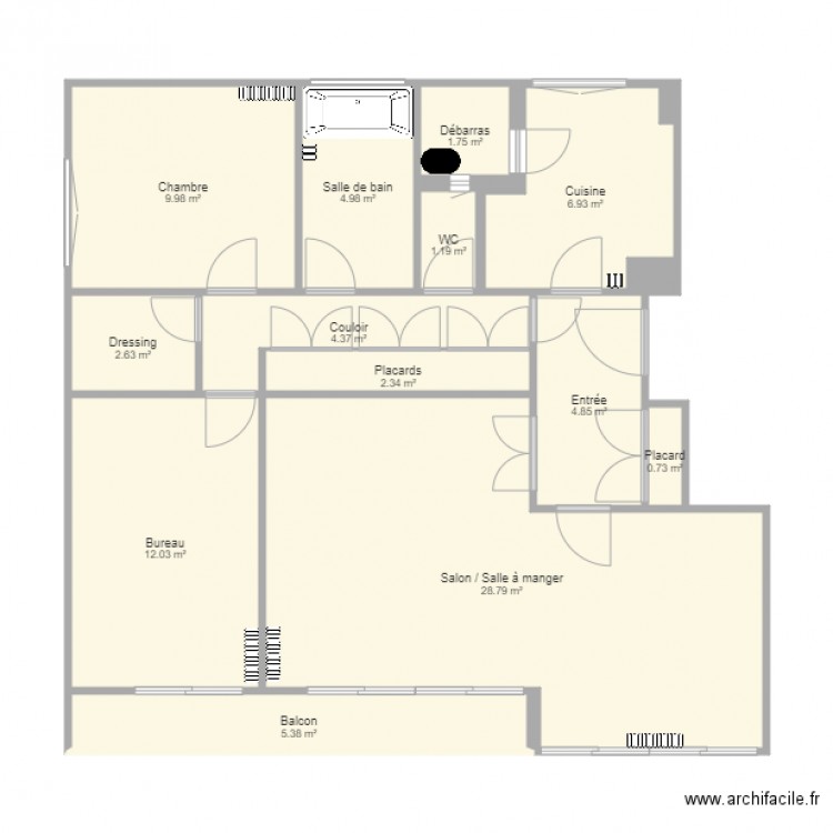 plan appartement 86 m2