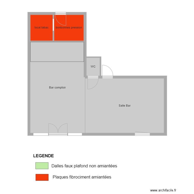 bar des sports toiture. Plan de 5 pièces et 60 m2