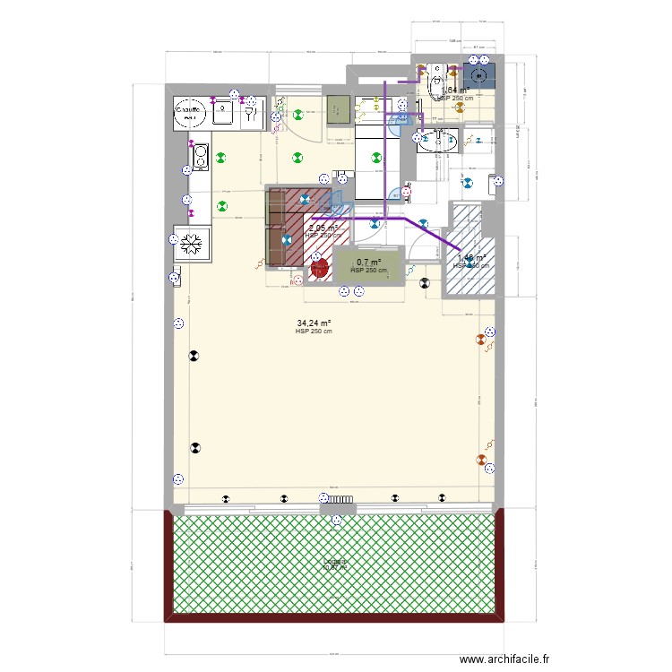 Pra loup 3. Plan de 6 pièces et 55 m2