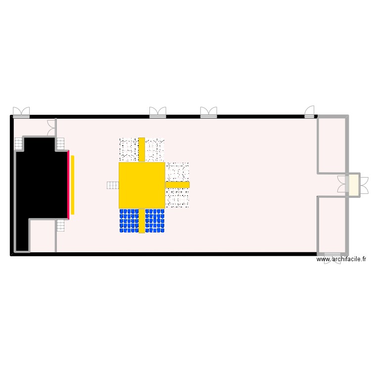 Plan salle anniversaire. Plan de 5 pièces et 365 m2