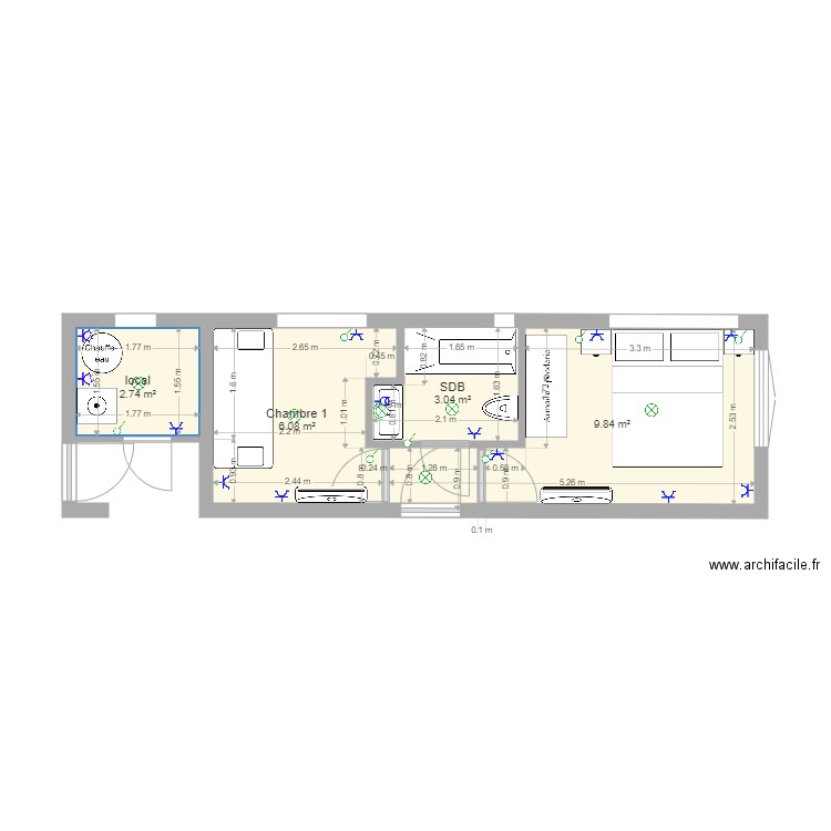 Maison ES haut 4. Plan de 4 pièces et 22 m2