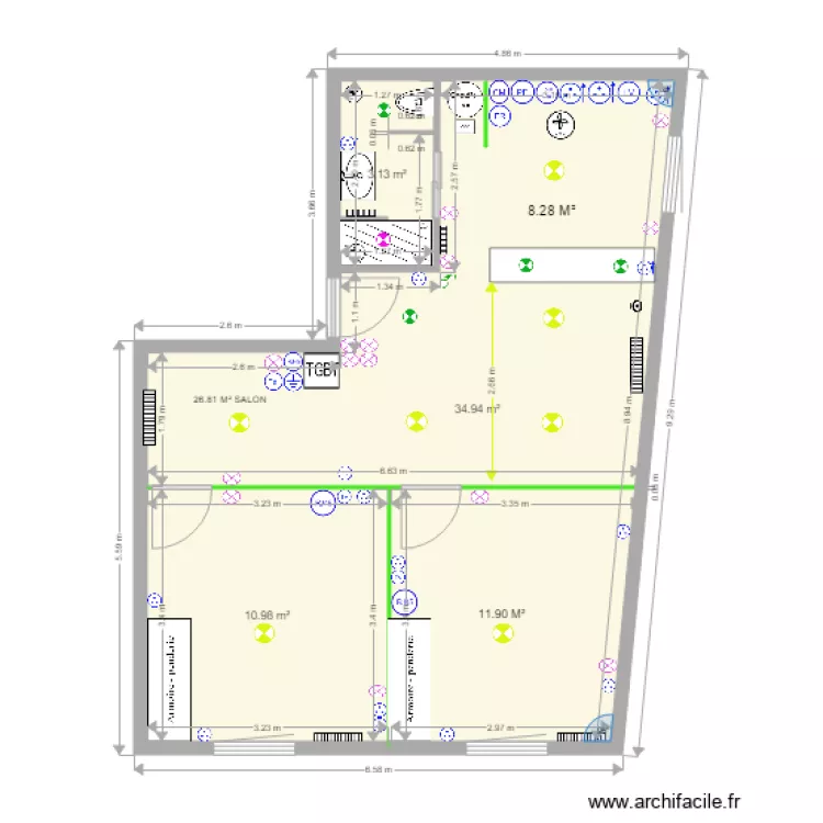 parody T3R1 electriciter plomberie. Plan de 