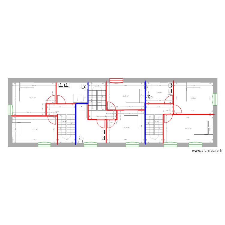 LASSUS étage 1. Plan de 10 pièces et 101 m2