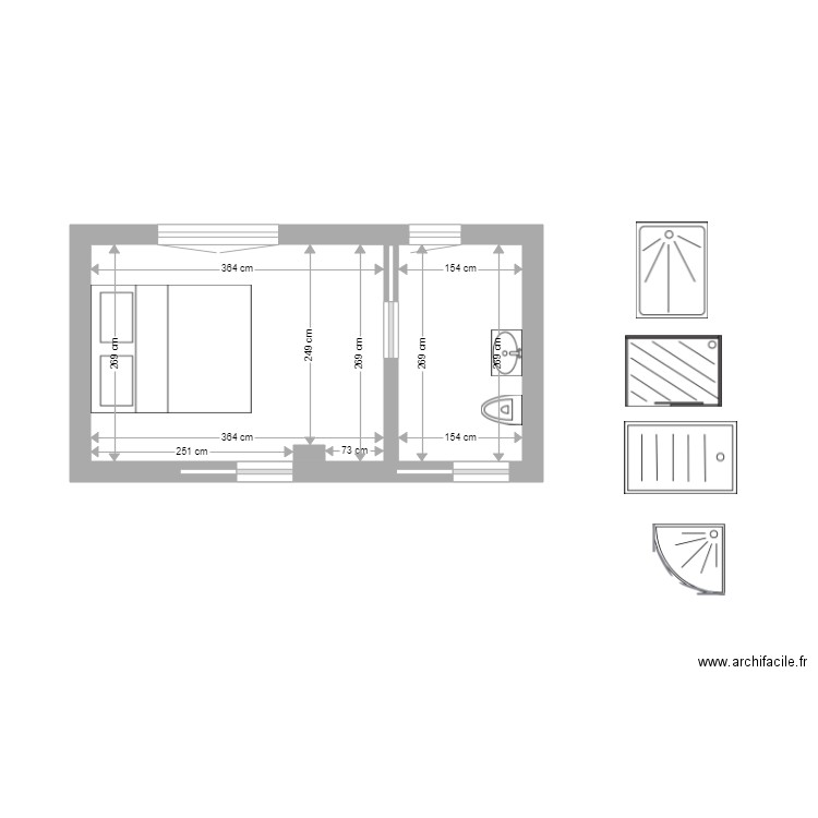 Garage 2020 Salle d'eau&chambre 1.2. Plan de 2 pièces et 14 m2