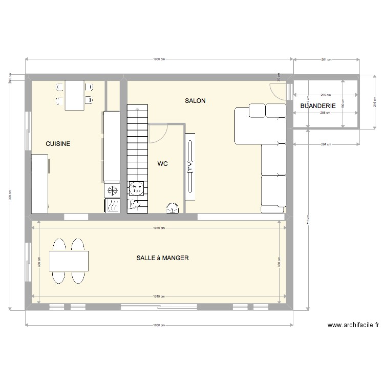 TURBIE RDC. Plan de 2 pièces et 85 m2