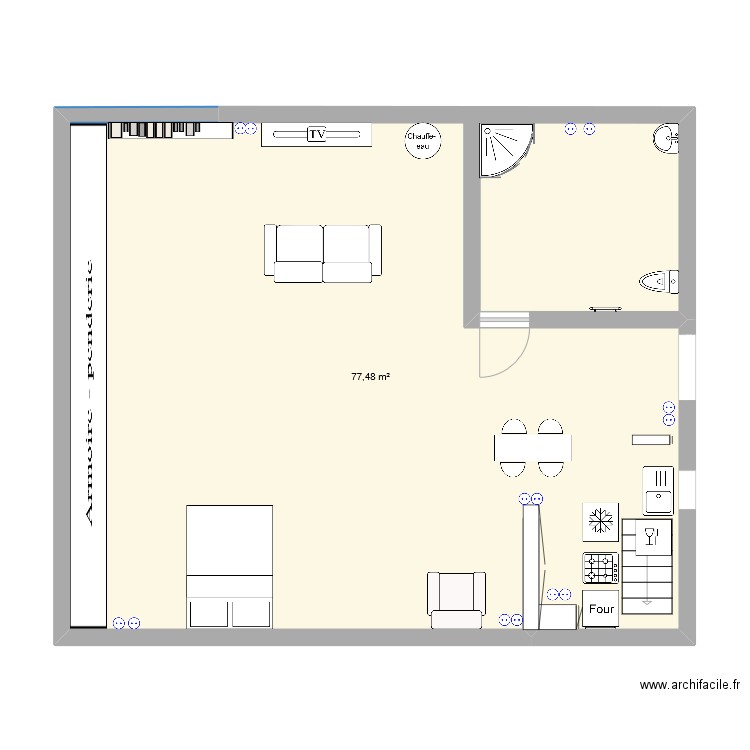 Appartement nouveau 2. Plan de 1 pièce et 77 m2