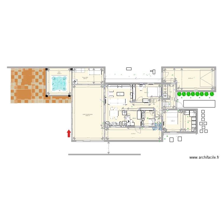 plan avec ABRI Terrasse et SPA  . Plan de 0 pièce et 0 m2