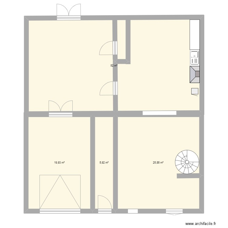 rbx rdc. Plan de 4 pièces et 104 m2