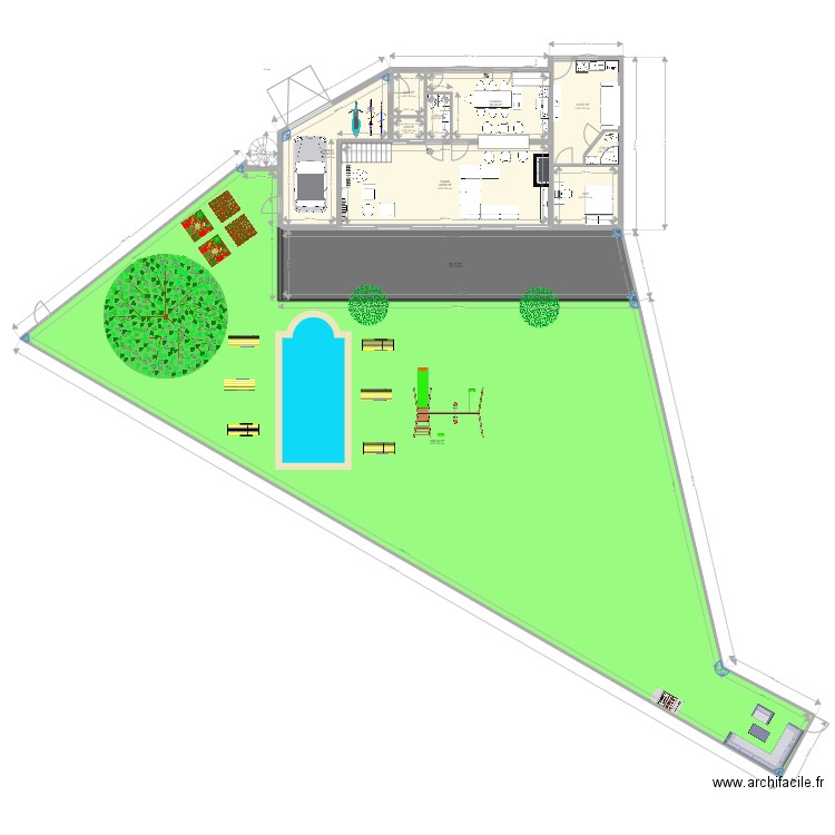 MAISON MARJORAY  RDC AVEC COTATION 1. Plan de 0 pièce et 0 m2
