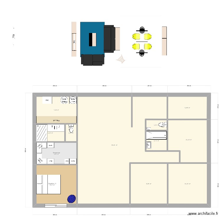 TEST LA BOISSIERE / PLAN RECTANGLE 2. Plan de 12 pièces et 118 m2