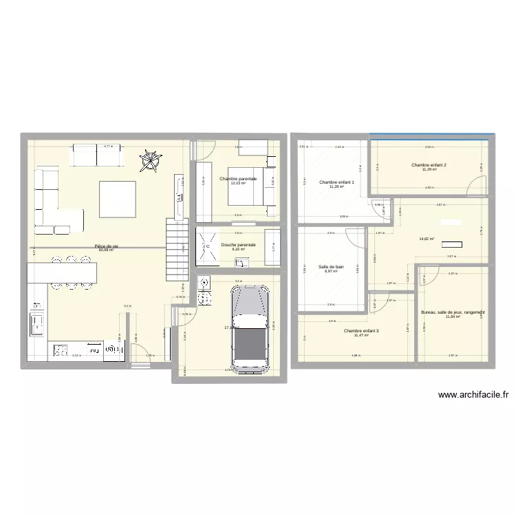Maison Nantois &eacute;tage. Plan de 