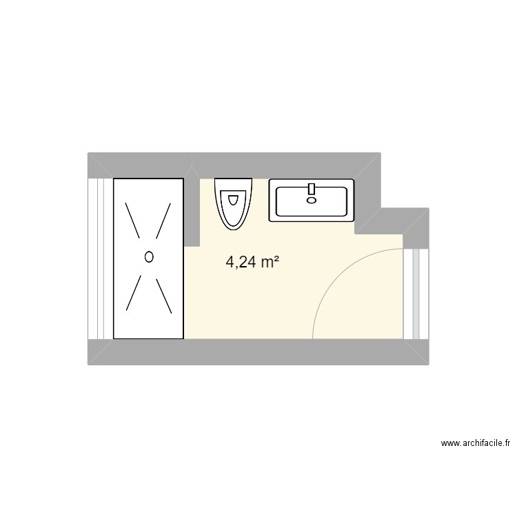 SDB p20 milieu. Plan de 1 pièce et 4 m2