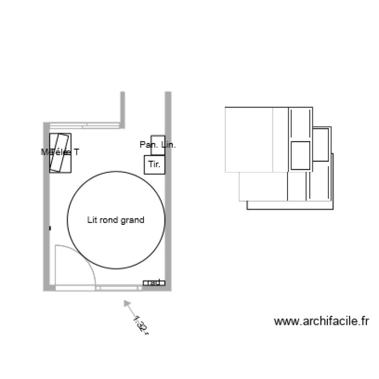 chambre dimensions réelles coté fenêtre Plan dessiné par