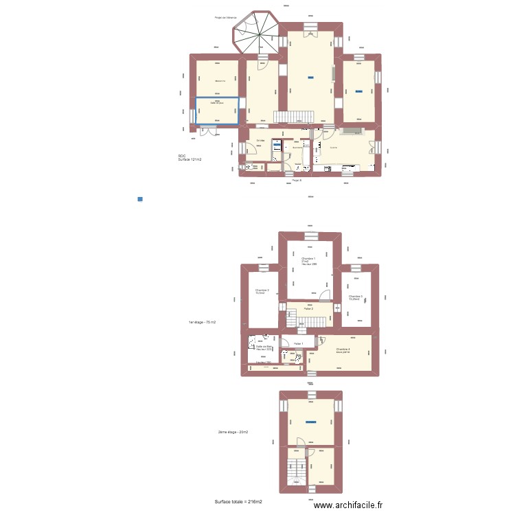 Grand Contest Projet 6. Plan de 14 pièces et 193 m2